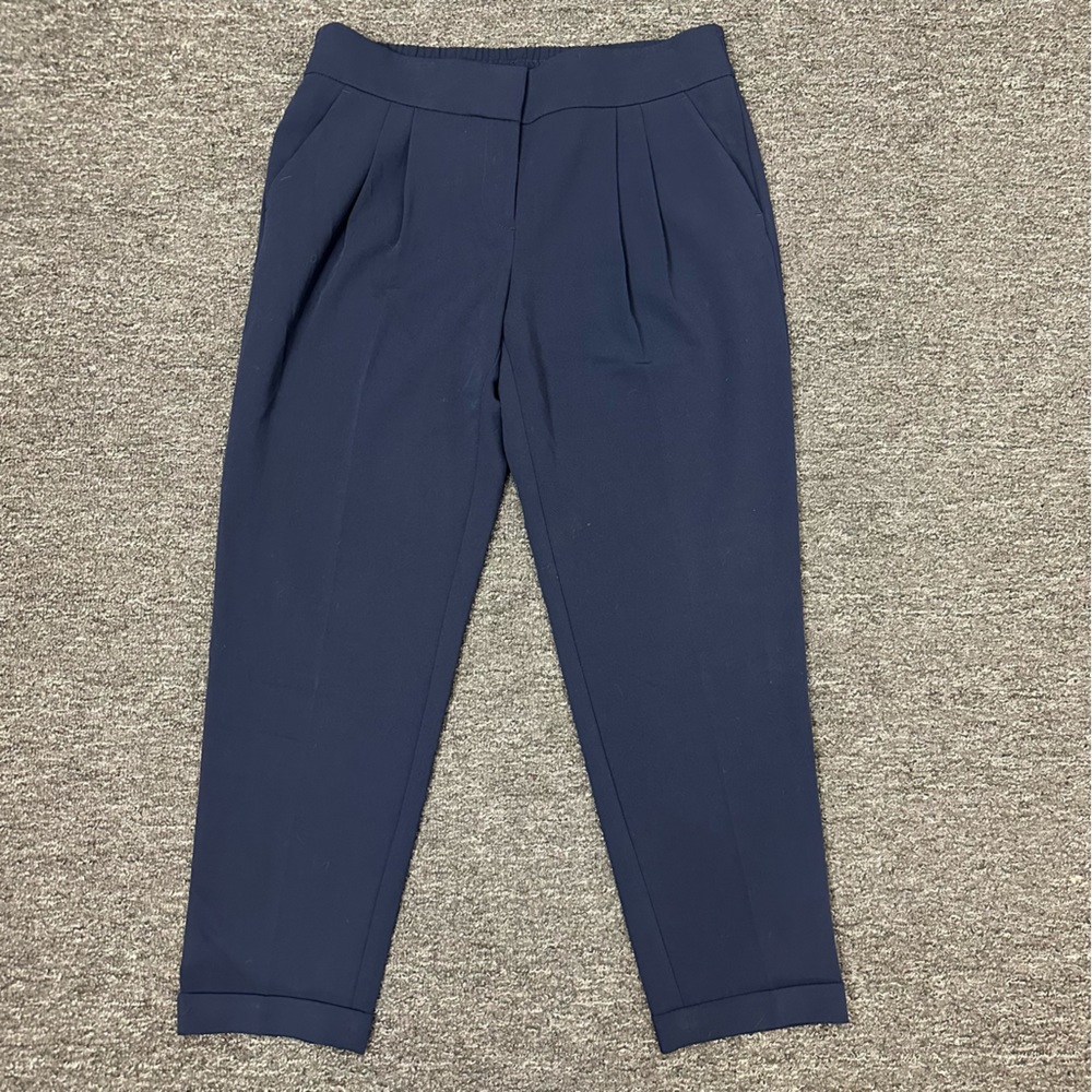 Ann Taylor Loft Marisa Ankle Navy Comfort Waistband Trouser Pant Womens Size 8